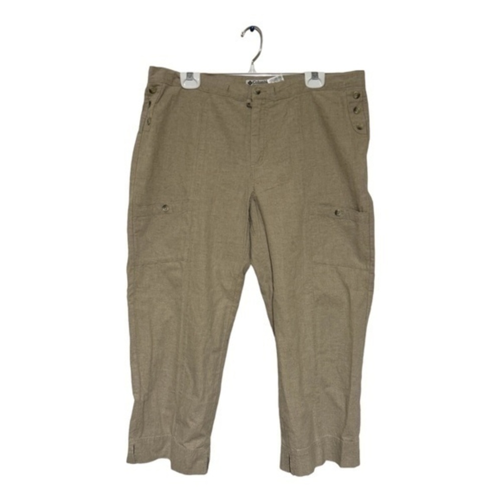 Columbia Womens Linen Blend Capri Pants Beige Size Large